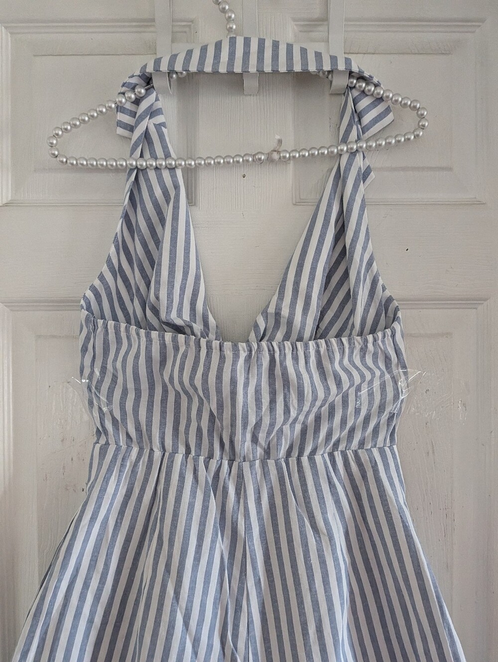 Commense Halter Tie Front Striped Romper - Picture 12 of 13